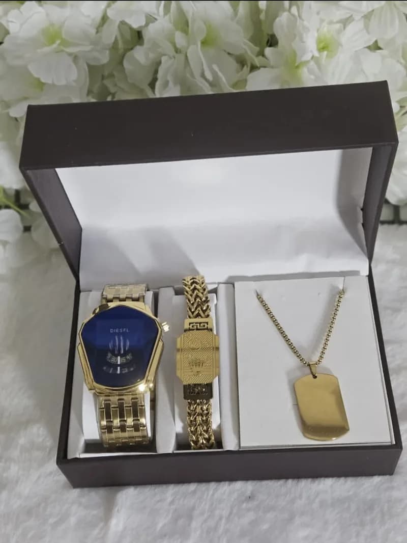 Gold & Blue Watch Set